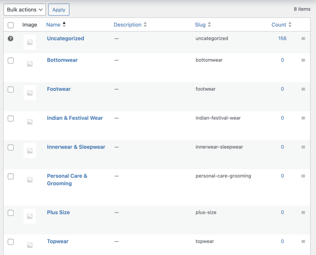 Bulk Category Creator for WooCommerce - Listing Categories