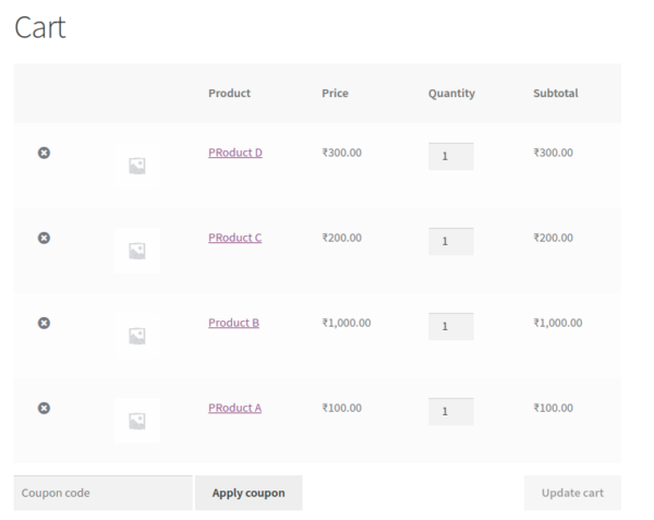 sort woocommerce products in cart and order - descending